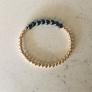 Gold and Black Beaded Bracelet